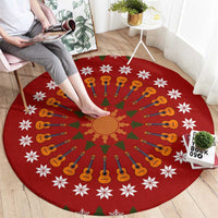 Guitar Lover Christmas Round Carpet Xmas Holiday Patterns - Wonder Print Shop