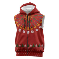 Guitar Lover Christmas Sleeveless Zip Hoodie Xmas Holiday Patterns - Wonder Print Shop
