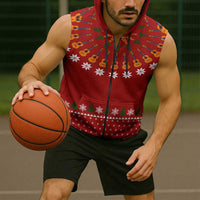 Guitar Lover Christmas Sleeveless Zip Hoodie Xmas Holiday Patterns - Wonder Print Shop