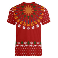 Guitar Lover Christmas Women V-Neck T-Shirt Xmas Holiday Patterns - Wonder Print Shop