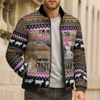The Crazy Heifer Christmas Bomber Puffer Jacket Xmas Holiday Patterns - Wonder Print Shop