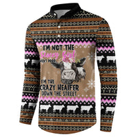 The Crazy Heifer Christmas Button Sweatshirt Xmas Holiday Patterns - Wonder Print Shop