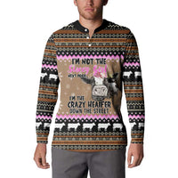 The Crazy Heifer Christmas Button Sweatshirt Xmas Holiday Patterns - Wonder Print Shop