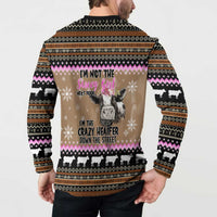 The Crazy Heifer Christmas Button Sweatshirt Xmas Holiday Patterns - Wonder Print Shop