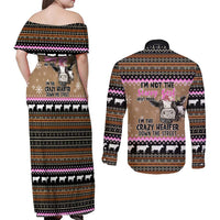The Crazy Heifer Christmas Couples Matching Off Shoulder Maxi Dress and Long Sleeve Button Shirt Xmas Holiday Patterns - Wonder Print Shop