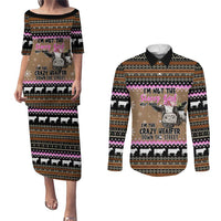 The Crazy Heifer Christmas Couples Matching Puletasi and Long Sleeve Button Shirt Xmas Holiday Patterns - Wonder Print Shop