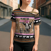 The Crazy Heifer Christmas Cross Shoulder Shirt Xmas Holiday Patterns - Wonder Print Shop