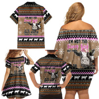 The Crazy Heifer Christmas Family Matching Off Shoulder Short Dress and Hawaiian Shirt Xmas Holiday Patterns - Wonder Print Shop