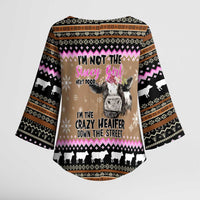 The Crazy Heifer Christmas Kimono Sleeve Blouse Xmas Holiday Patterns - Wonder Print Shop