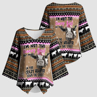 The Crazy Heifer Christmas Kimono Sleeve Blouse Xmas Holiday Patterns - Wonder Print Shop