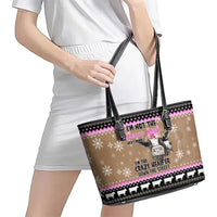 The Crazy Heifer Christmas Leather Tote Bag Xmas Holiday Patterns - Wonder Print Shop