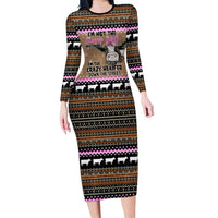 The Crazy Heifer Christmas Long Sleeve Bodycon Dress Xmas Holiday Patterns - Wonder Print Shop