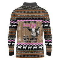 The Crazy Heifer Christmas Long Sleeve Polo Shirt Xmas Holiday Patterns - Wonder Print Shop