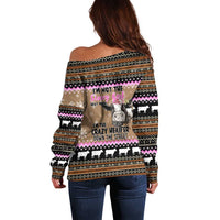 The Crazy Heifer Christmas Off Shoulder Sweater Xmas Holiday Patterns - Wonder Print Shop