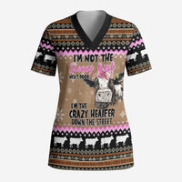The Crazy Heifer Christmas Scrub Top Xmas Holiday Patterns - Wonder Print Shop