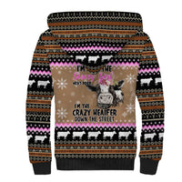 The Crazy Heifer Christmas Sherpa Hoodie Xmas Holiday Patterns - Wonder Print Shop