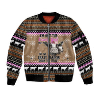 The Crazy Heifer Christmas Sleeve Zip Bomber Jacket Xmas Holiday Patterns - Wonder Print Shop