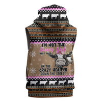The Crazy Heifer Christmas Sleeveless Zip Hoodie Xmas Holiday Patterns - Wonder Print Shop