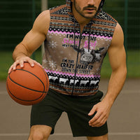 The Crazy Heifer Christmas Sleeveless Zip Hoodie Xmas Holiday Patterns - Wonder Print Shop