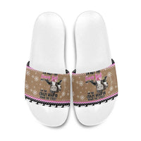 The Crazy Heifer Christmas Slide Sandals Xmas Holiday Patterns - Wonder Print Shop