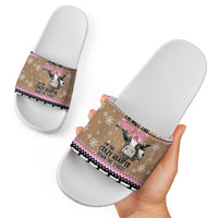 The Crazy Heifer Christmas Slide Sandals Xmas Holiday Patterns - Wonder Print Shop