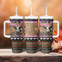 The Crazy Heifer Christmas Tumbler With Handle Xmas Holiday Patterns - Wonder Print Shop