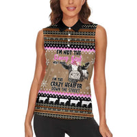 The Crazy Heifer Christmas Women Sleeveless Polo Shirt Xmas Holiday Patterns - Wonder Print Shop