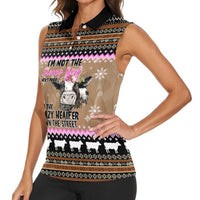 The Crazy Heifer Christmas Women Sleeveless Polo Shirt Xmas Holiday Patterns - Wonder Print Shop