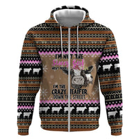 The Crazy Heifer Christmas Zip Hoodie Xmas Holiday Patterns - Wonder Print Shop