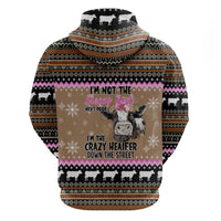The Crazy Heifer Christmas Zip Hoodie Xmas Holiday Patterns - Wonder Print Shop