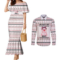 Pig Overflows Christmas Couples Matching Mermaid Dress and Long Sleeve Button Shirt Xmas Holiday Patterns - Wonder Print Shop