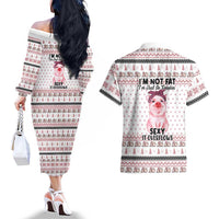 Pig Overflows Christmas Couples Matching Off The Shoulder Long Sleeve Dress and Hawaiian Shirt Xmas Holiday Patterns - Wonder Print Shop