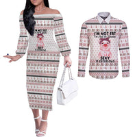 Pig Overflows Christmas Couples Matching Off The Shoulder Long Sleeve Dress and Long Sleeve Button Shirt Xmas Holiday Patterns - Wonder Print Shop