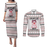 Pig Overflows Christmas Couples Matching Puletasi and Long Sleeve Button Shirt Xmas Holiday Patterns - Wonder Print Shop