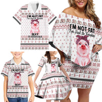 Pig Overflows Christmas Family Matching Off Shoulder Short Dress and Hawaiian Shirt Xmas Holiday Patterns - Wonder Print Shop
