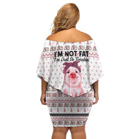 Pig Overflows Christmas Family Matching Off Shoulder Short Dress and Hawaiian Shirt Xmas Holiday Patterns - Wonder Print Shop