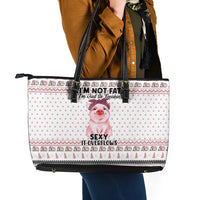 Pig Overflows Christmas Leather Tote Bag Xmas Holiday Patterns - Wonder Print Shop