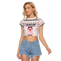 Pig Overflows Christmas Raglan Cropped T Shirt Xmas Holiday Patterns - Wonder Print Shop