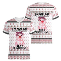 Pig Overflows Christmas Women V-Neck T-Shirt Xmas Holiday Patterns - Wonder Print Shop