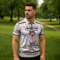 Pig Overflows Christmas Zipper Polo Shirt Xmas Holiday Patterns - Wonder Print Shop