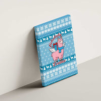 Pink Llama Christmas Canvas Wall Art Xmas Holiday Patterns - Wonder Print Shop