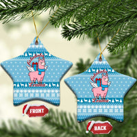 Pink Llama Christmas Ceramic Ornament Xmas Holiday Patterns - Wonder Print Shop