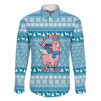 Pink Llama Christmas Family Matching Off The Shoulder Long Sleeve Dress and Hawaiian Shirt Xmas Holiday Patterns - Wonder Print Shop