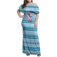 Pink Llama Christmas Family Matching Off Shoulder Maxi Dress and Hawaiian Shirt Xmas Holiday Patterns - Wonder Print Shop