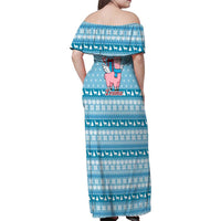 Pink Llama Christmas Family Matching Off Shoulder Maxi Dress and Hawaiian Shirt Xmas Holiday Patterns - Wonder Print Shop