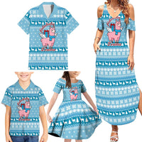 Pink Llama Christmas Family Matching Summer Maxi Dress and Hawaiian Shirt Xmas Holiday Patterns - Wonder Print Shop