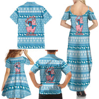 Pink Llama Christmas Family Matching Summer Maxi Dress and Hawaiian Shirt Xmas Holiday Patterns - Wonder Print Shop