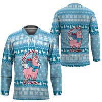 Pink Llama Christmas Hockey Jersey Xmas Holiday Patterns - Wonder Print Shop