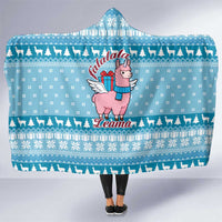 Pink Llama Christmas Hooded Blanket Xmas Holiday Patterns - Wonder Print Shop