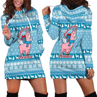 Pink Llama Christmas Hoodie Dress Xmas Holiday Patterns - Wonder Print Shop